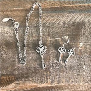 Disney Mouse Ears Key Necklace & Earrings